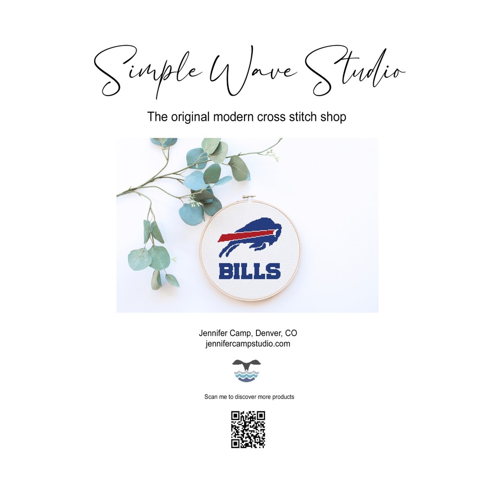Buffalo Bills Football Counted Cross Stitch Pattern‎ Leaflet Chart